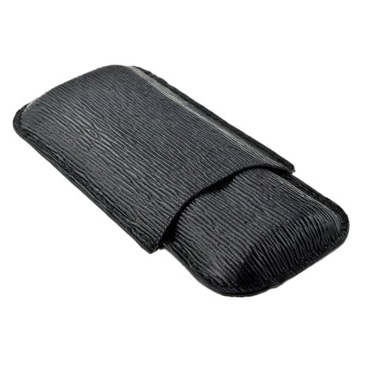 Black 2 Corona Leather Bark Cigar Holder - Maffei Home of Havana