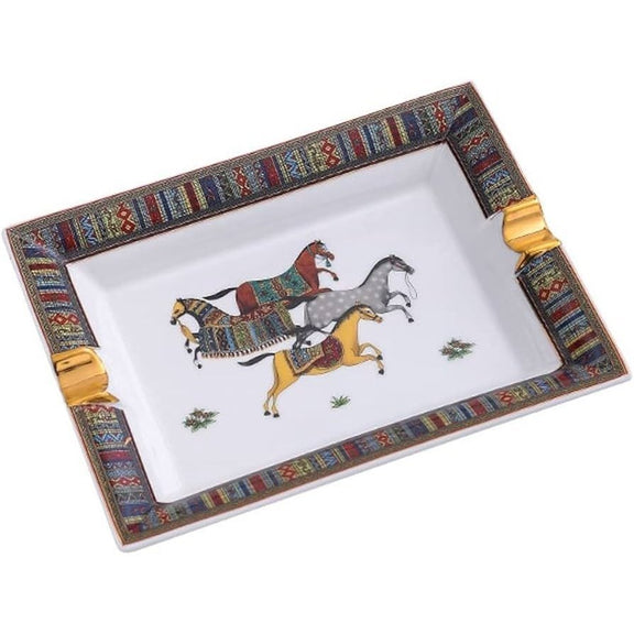 Ceramic Four Horses Cigar Ashtray - 2 position. - Maffei Home of Havana