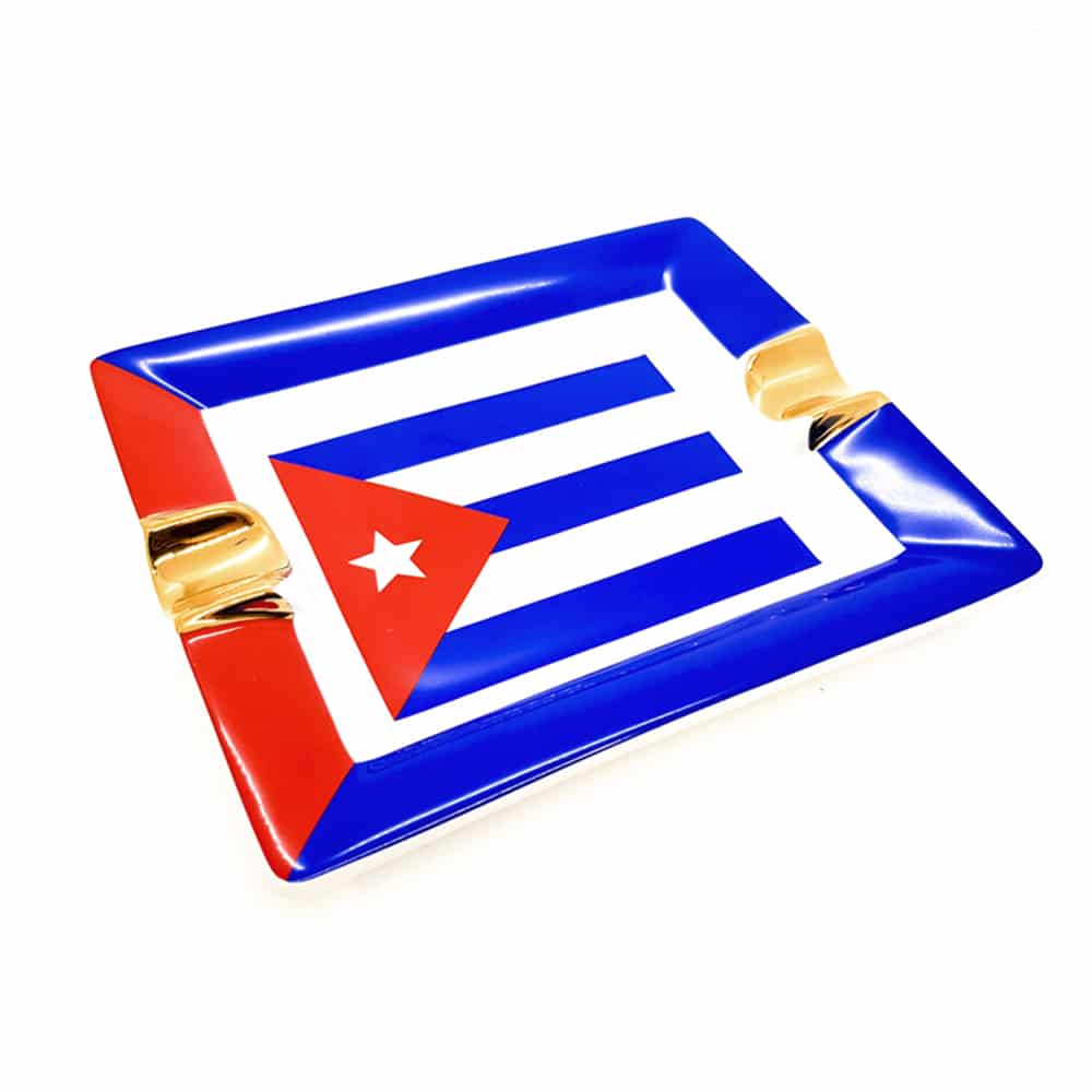Cuban Flag Rectangular Ashtray - 2 position. - Maffei Home of Havana